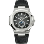 Patek Philippe Nautilus Annual Calendar Stainless Steel Black Dial 5726A-001 Alligator Strap - Front look