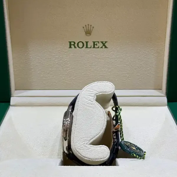 Rolex 1908 White Gold Black Dial Black Alligator Strap 52509 - Crown