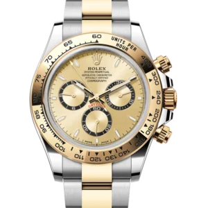 Rolex Daytona Yellow Gold Oystersteel Champagne Dial 40 mm 126503 close front look