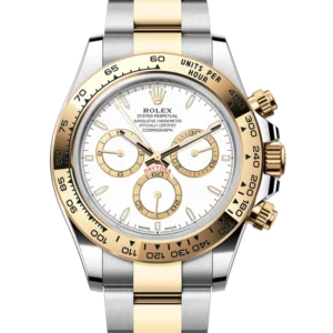 Rolex Daytona Yellow Gold Oystersteel White Dial 126503 close front look