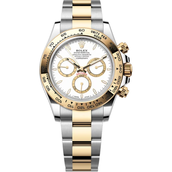 Rolex Daytona Yellow Gold Oystersteel White Dial 126503 front look