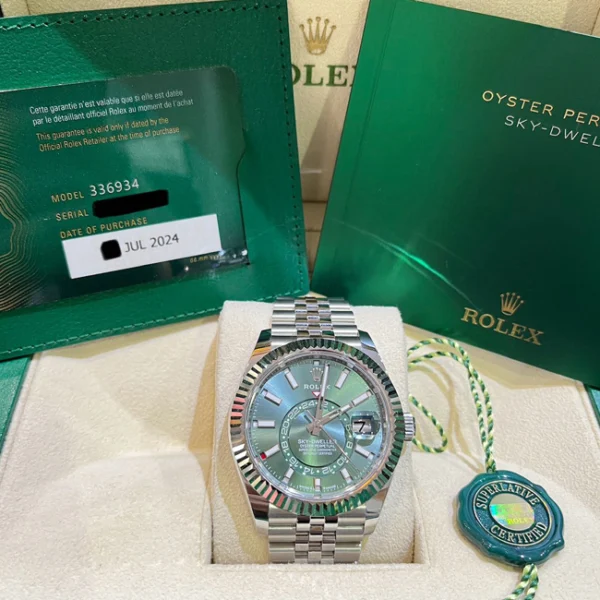 Rolex Sky Dweller Mint Green Dial Jubilee 336934 Used - Flash Sale