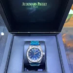 Audemars Piguet Royal Oak Blue Dial Diamond Bezel 37mm Stainless Steel 15551ST - Full Set