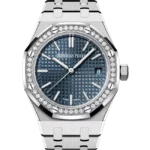 Audemars Piguet Royal Oak Blue Dial Diamond Bezel 37mm Stainless Steel 15551ST - Close Front