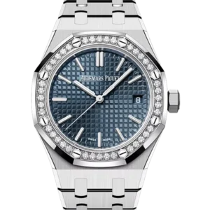 Audemars Piguet Royal Oak Blue Dial Diamond Bezel 37mm Stainless Steel 15551ST - Close Front