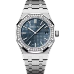 Audemars Piguet Royal Oak Blue Dial Diamond Bezel 37mm Stainless Steel 15551ST - Front