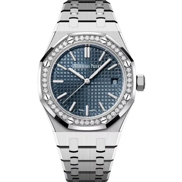 Audemars Piguet Royal Oak Blue Dial Diamond Bezel 37mm Stainless Steel 15551ST - Front