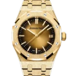 Audemars Piguet Royal Oak Frosted Gold Sunburst Dial 37 Yellow Gold 15550BA - Close front view