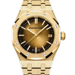 Audemars Piguet Royal Oak Frosted Gold Sunburst Dial 37 Yellow Gold 15550BA - Close front view