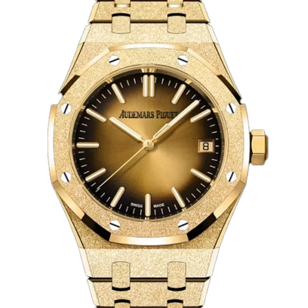 Audemars Piguet Royal Oak Frosted Gold Sunburst Dial 37 Yellow Gold 15550BA - Close front view