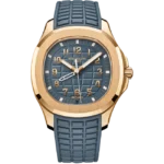 Patek Philippe Aquanaut Travel Time NEW RELEASE Opaline Blue and Gray Dial 38.8mm Rose Gold 5269R-001 - Front