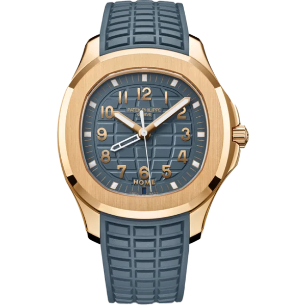 Patek Philippe Aquanaut Travel Time NEW RELEASE Opaline Blue and Gray Dial 38.8mm Rose Gold 5269R-001 - Front