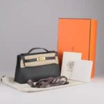 Hermès Kelly Pochette Black Swift Leather Gold Hardware - Full set