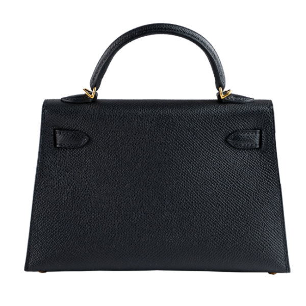 Hermès Mini Kelly II 20 Black Epsom Gold Hardware - Back look