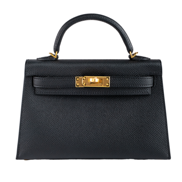 Hermès Mini Kelly II 20 Black Epsom Gold Hardware - Front look