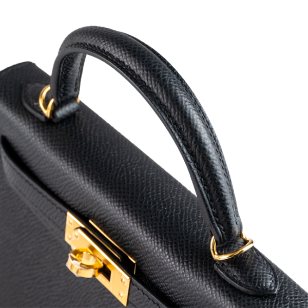 Hermès Mini Kelly II 20 Black Epsom Gold Hardware - Handles left side