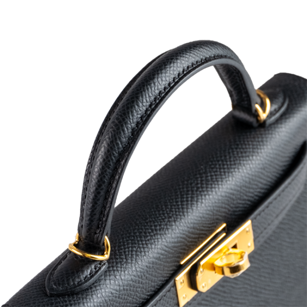 Hermès Mini Kelly II 20 Black Epsom Gold Hardware - Handles right side