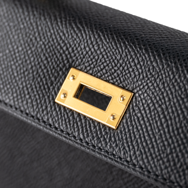 Hermès Mini Kelly II 20 Black Epsom Gold Hardware - Plaque