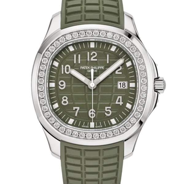 Patek Philippe Aquanaut Luce Khaki Green Diamond Stainless Steel 5267:200A - Stock photo - Close front look