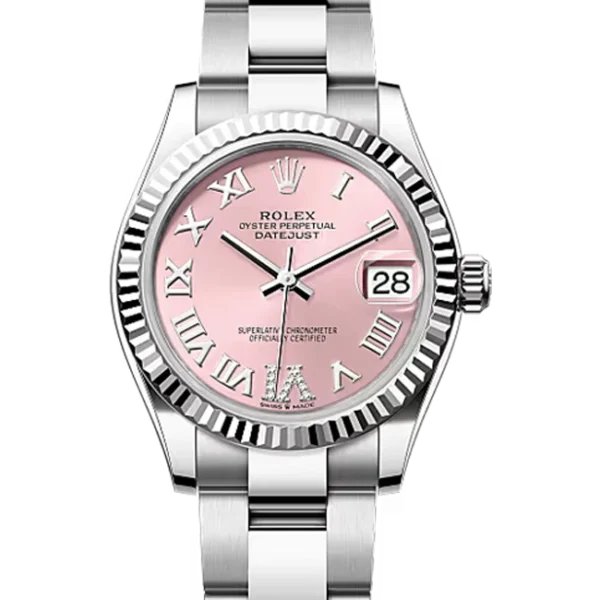 Rolex Datejust 31 Pink Roman Oystersteel White Gold Oyster 278274 - Close front view