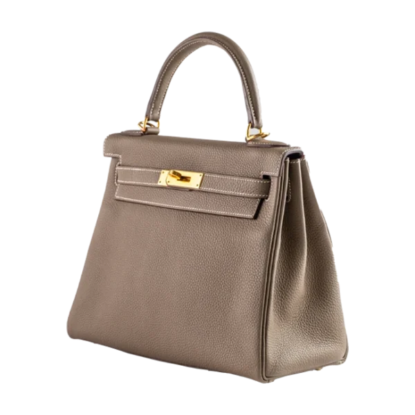 Hermès Kelly 28 Etoupe Togo Gold Hardware - Front right side