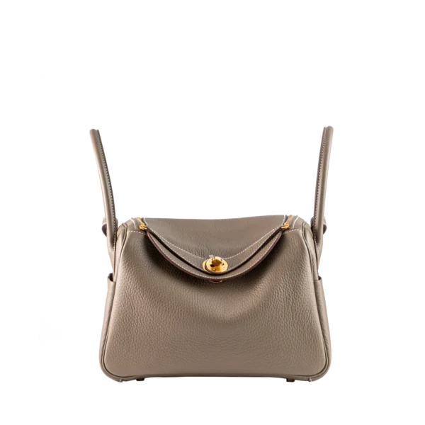 Hermes Lindy 26 Etoupe Clemence Leather Gold Hardware - Front