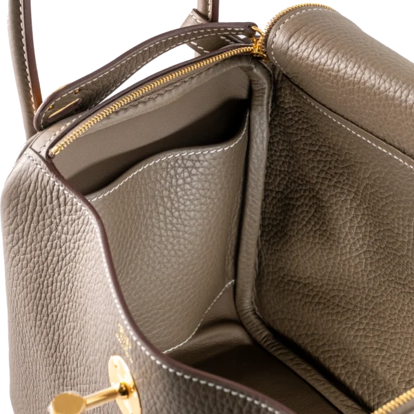 Hermes Lindy 26 Etoupe Clemence Leather Gold Hardware - Inside 2