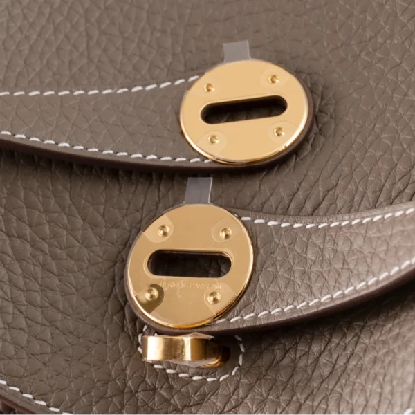 Hermes Lindy 26 Etoupe Clemence Leather Gold Hardware - Touret 2