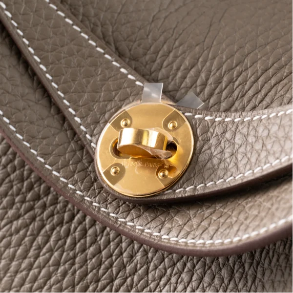 Hermes Lindy 26 Etoupe Clemence Leather Gold Hardware - Touret