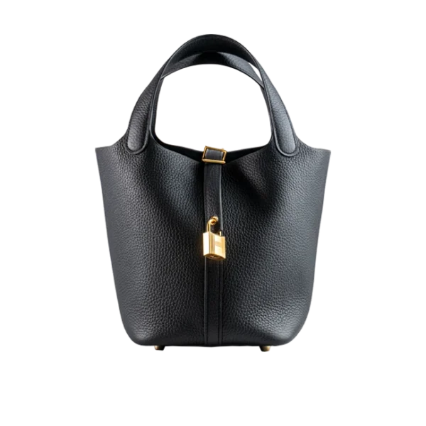 Hermès Picotin Lock 18 Black Clemence Gold Hardware - Front