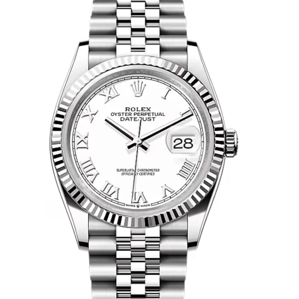 Rolex Datejust 36 White Roman Oystersteel White Gold Jubilee 126234 - Close front