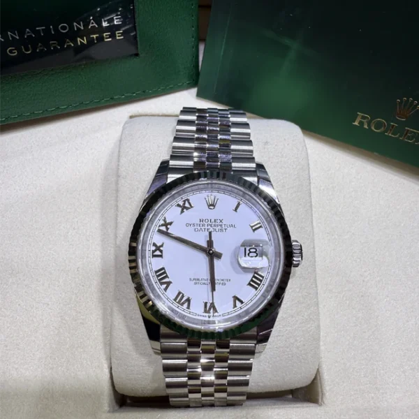 Rolex Datejust 36 White Roman Oystersteel White Gold Jubilee 126234 - Front