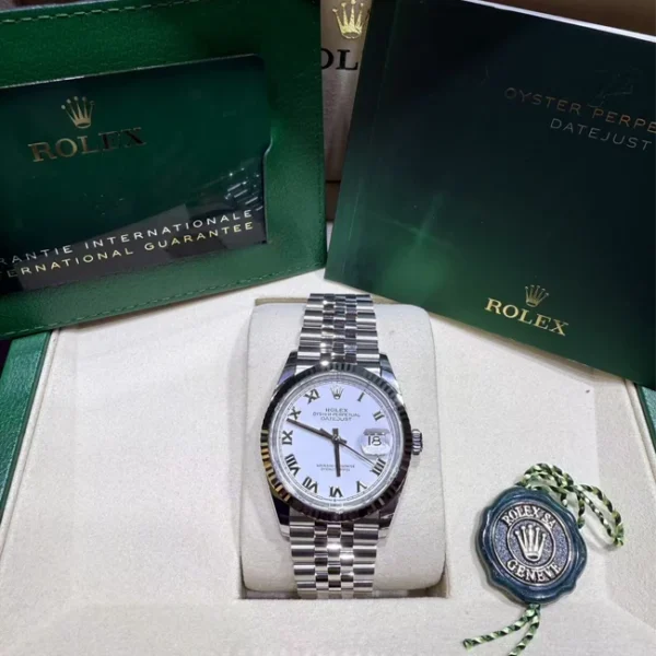 Rolex Datejust 36 White Roman Oystersteel White Gold Jubilee 126234 - Full set