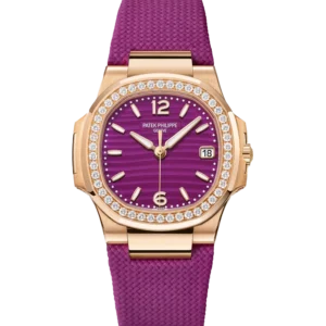 Patek Philippe Ladies Nautilus Purple Dial Rose Gold 32mm 7010R - Front