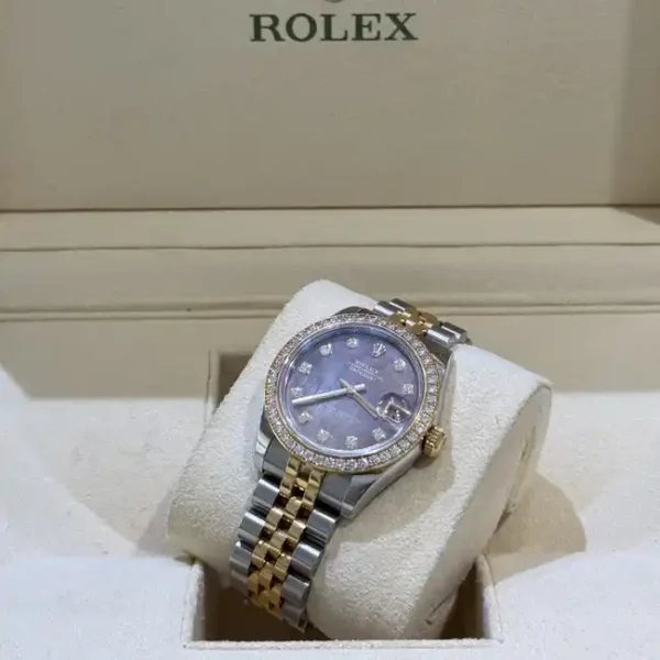 Rolex Datejust 31 Black Mother of Pearl Diamond Bezel 178383 - 2017 Pre-owned - Top