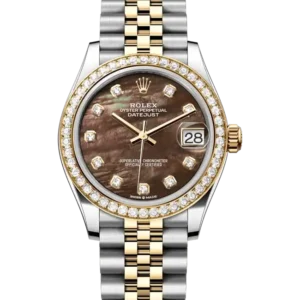 Rolex Datejust 31 Black Mother of Pearl Diamond Bezel 178383 - Front
