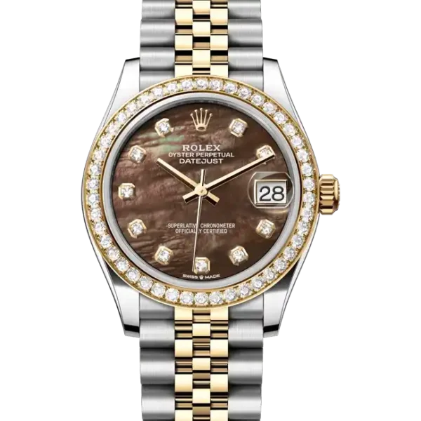 Rolex Datejust 31 Black Mother of Pearl Diamond Bezel 178383 - Front