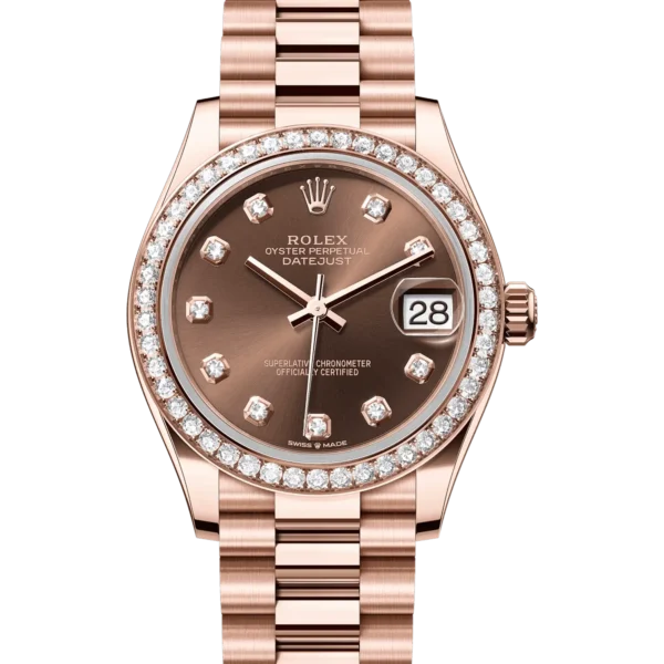 Rolex Datejust 31 Chocolate Diamond Rose Gold 278285RBR - Close front