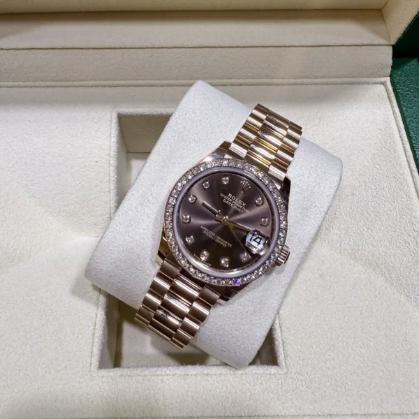 Rolex Datejust 31 Chocolate Diamond Rose Gold 278285RBR – 2022 Pre-owned - Top view
