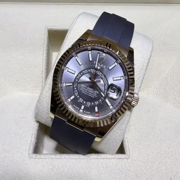 Rolex Sky Dweller Slate Rose Gold Oysterflex 336235 - 2024 Pre-Owned - Top view