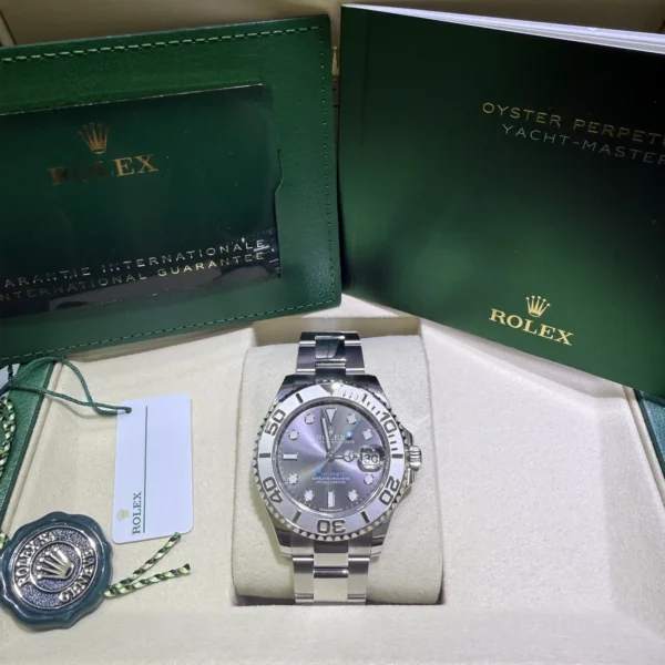 Rolex Yacht-Master 37 Slate Dial Oystersteel and Platinum 268622 - 2025 Unworn - Full set
